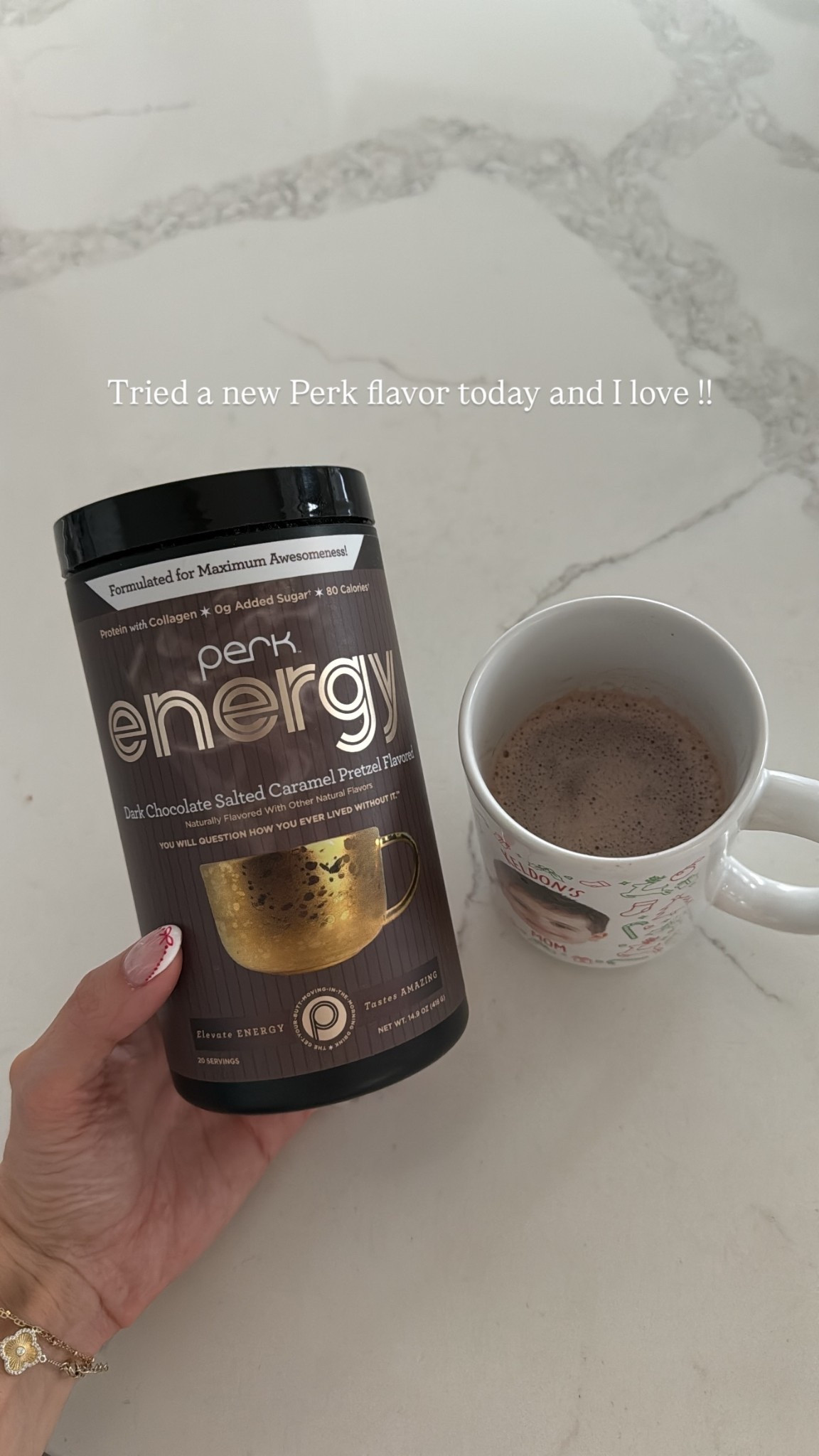 Tried a new Perk flavor today and I love !! Protein hot chocolate with caffeine and collagen 🙌🏼 changed my life this year haha 

#LTKfoodie #LTKGiftGuide #LTKstorytime