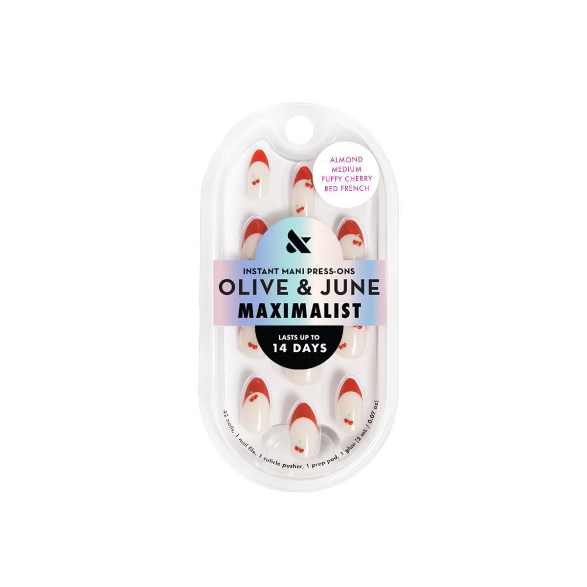 Olive & June Press-On Fake Nails - Maximalist - M Almond - Puffy Cherry Red French - 42ct | Target