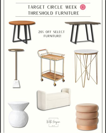 Select Threshold furniture now 20% off at Target! 🎯 

Dining room table, bar cart, accent table, ottoman. 🏡

#Targetcircleweek 

#LTKsalealert #LTKstyletip #LTKhome