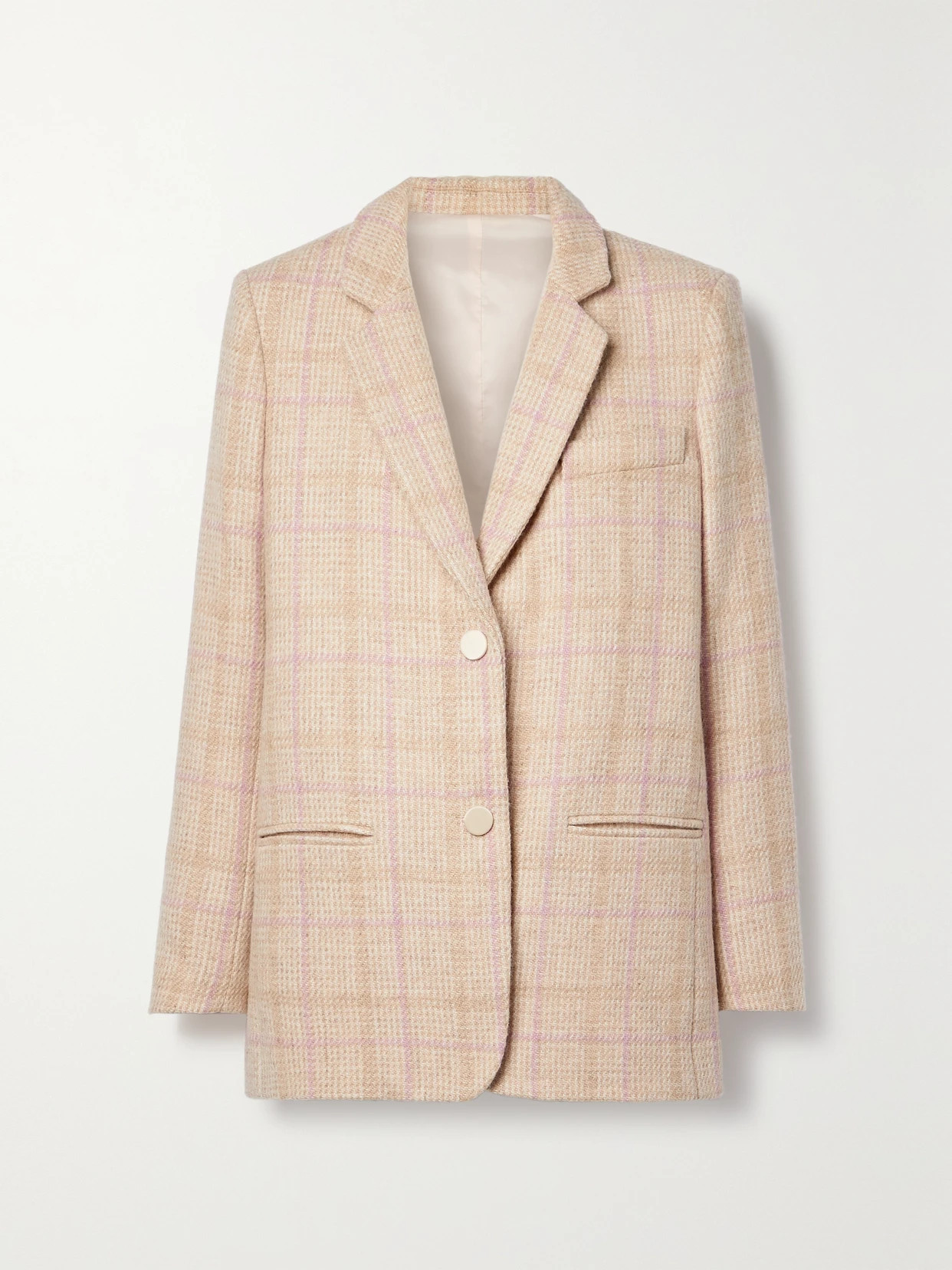 LOVESHACKFANCY - Denzel Checked Houndstooth Wool Blazer - Pastel pink | NET-A-PORTER (UK & EU)