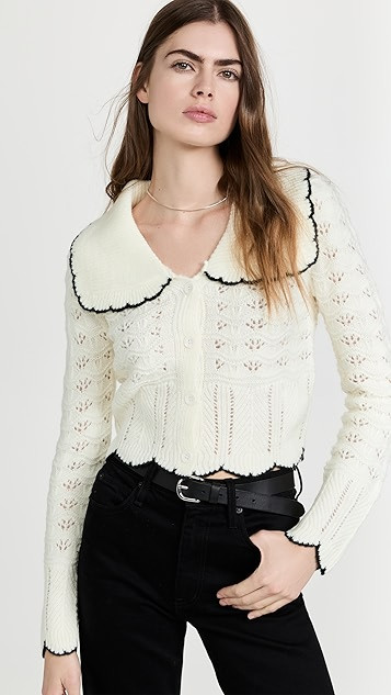 Scallop Collared Trim Knit Cardigan | Shopbop