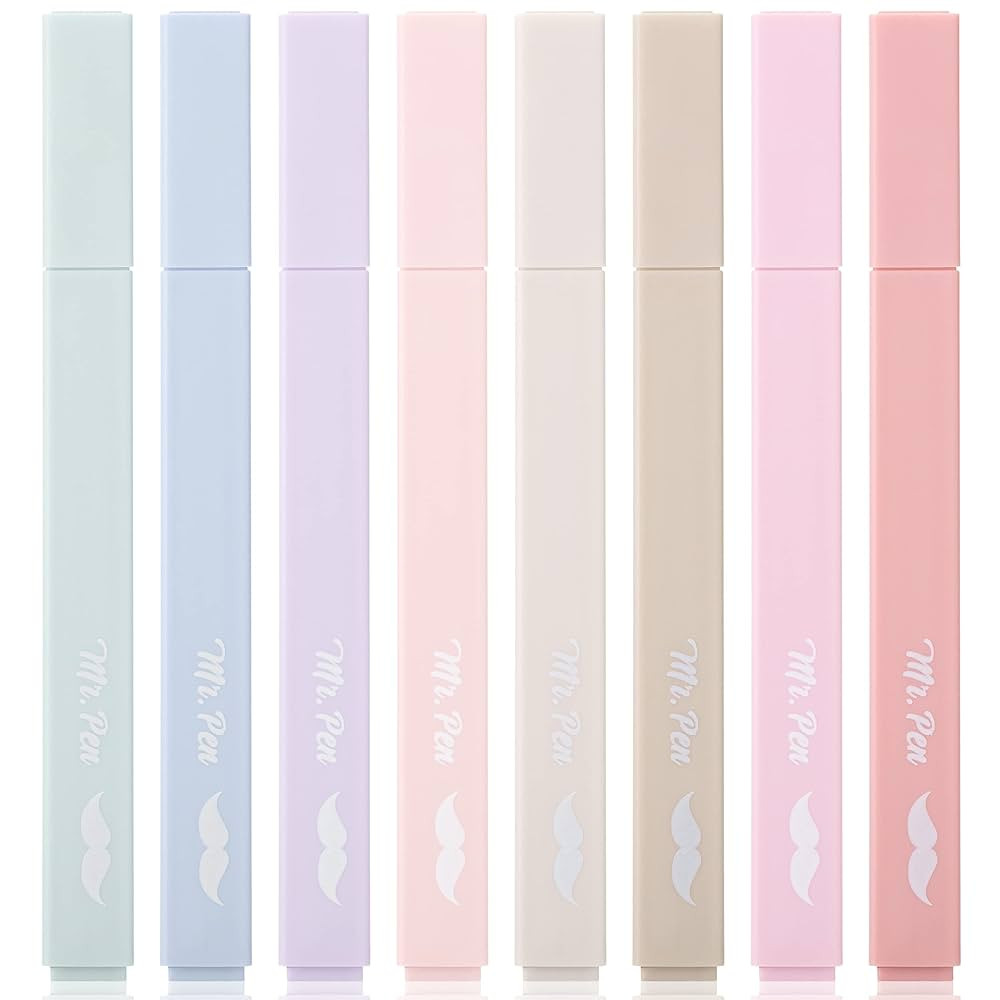 Mr. Pen - 8 Pack Aesthetic Highlighters, Chisel Tip, Discreet Pastel Color, No Bible Smudge, Asso... | Amazon (US)