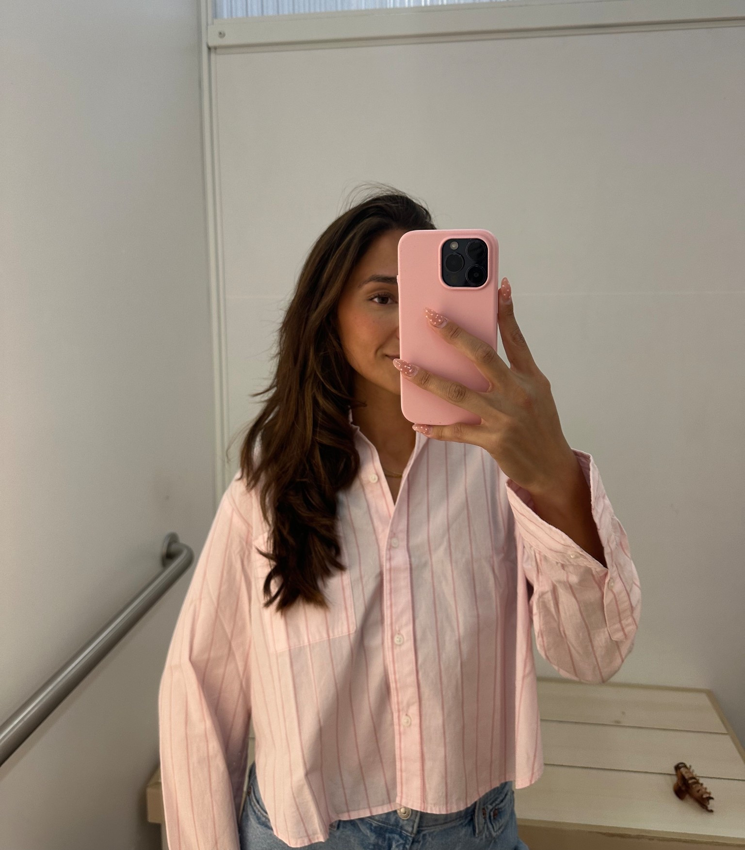 Cropped button up shirt in pink!!😍🤭 wearing a small fits true to size 

#LTKStyleTip 

#LTKFindsUnder50 #LTKSeasonal #LTKStyleTip