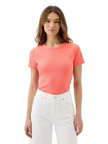 GAP Womens Short Sleeve Ribbed Tee Cupid Pink S | Amazon (US)