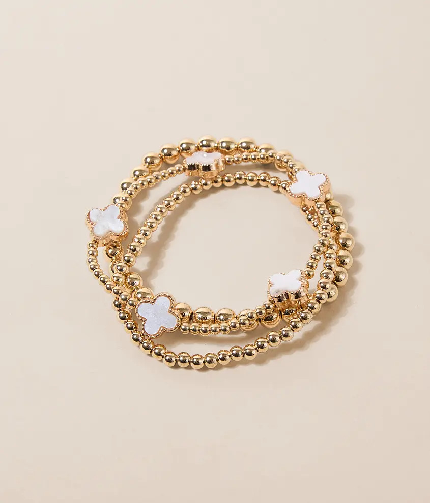 3 Pack Beaded Clover Bracelet Set | Buckle