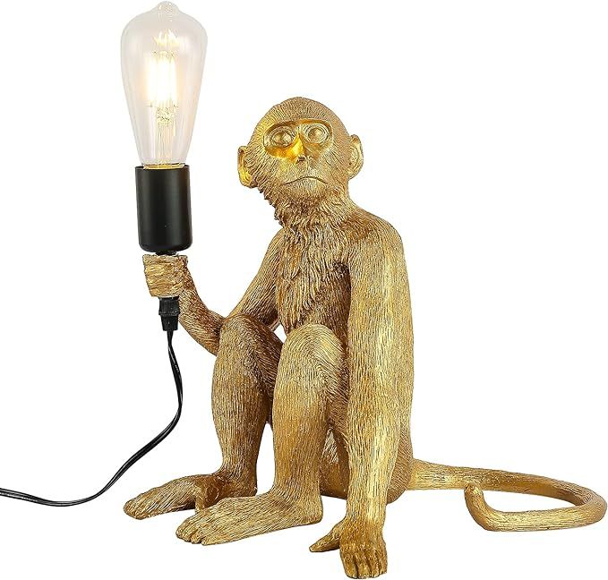 Resin Hemp Rope Monkey Table Light Retro Edison Monkey Desk Resin Sitting Monkey Lighting Fixture... | Amazon (US)