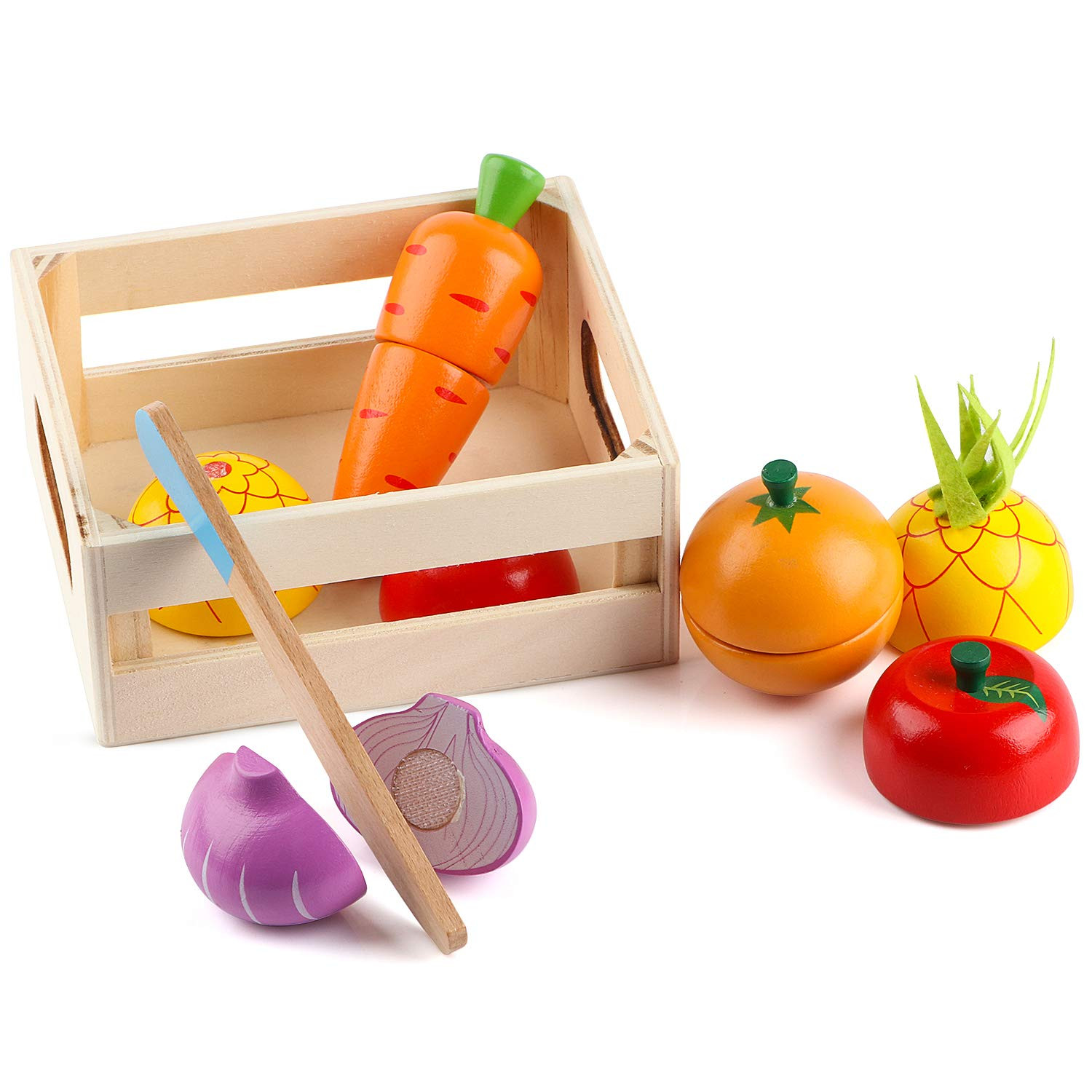 Wondertoys Wooden Food Cutting Toys for Toddlers - Toys Food Vegetables and Fruit for 2 Year Old ... | Amazon (US)