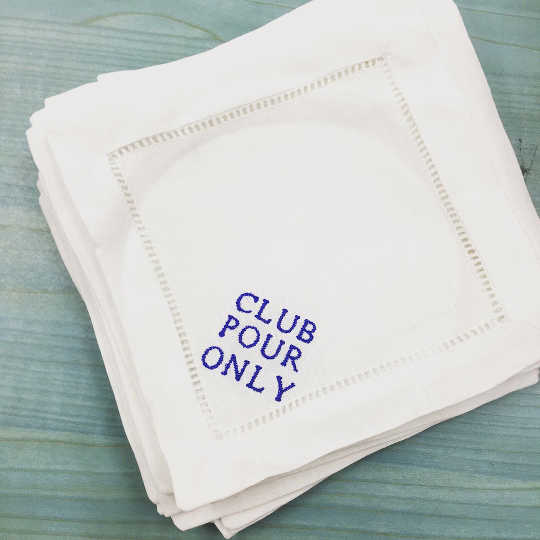Club Pour Only  Linen Cocktail Napkins - Etsy | Etsy (US)
