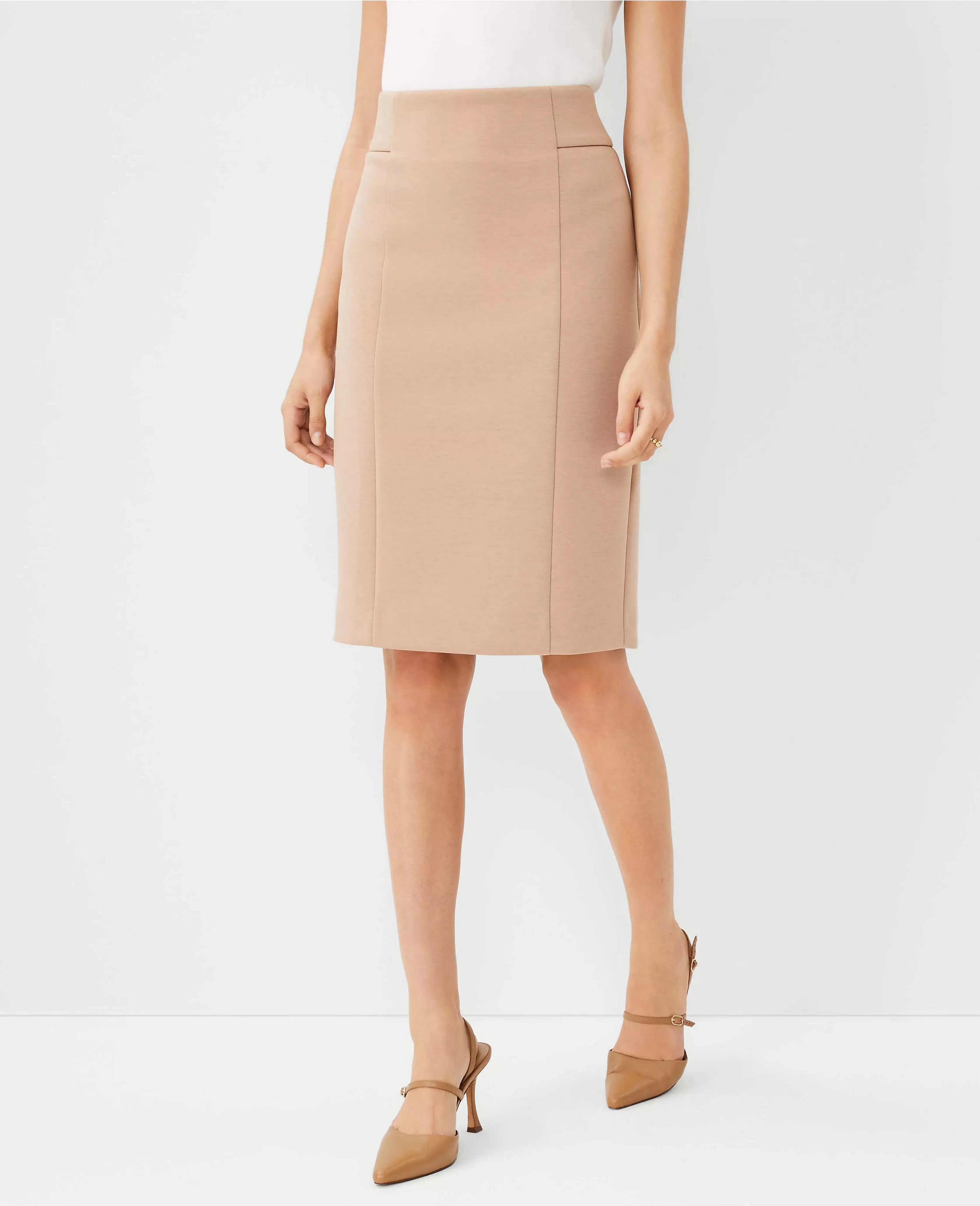 The High Waist Seamed Pencil Skirt in Double Knit | Ann Taylor (US)