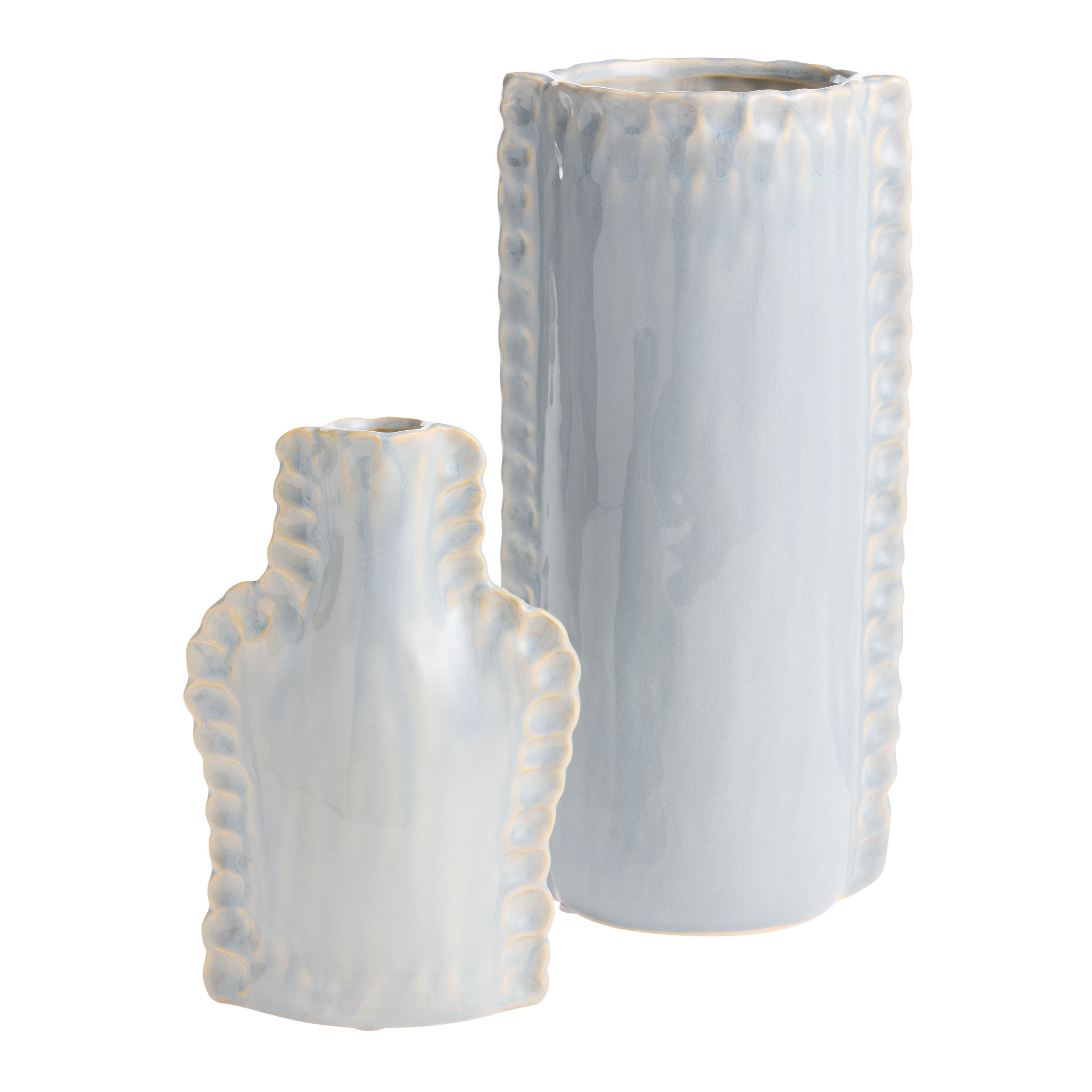 Cloud Blue Ceramic Pinched Edge Hand Painted Vase | World Market