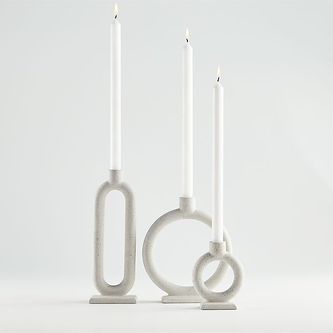 Lorin Cement Taper Candle Holders, Set of 3 + Reviews | Crate & Barrel | Crate & Barrel