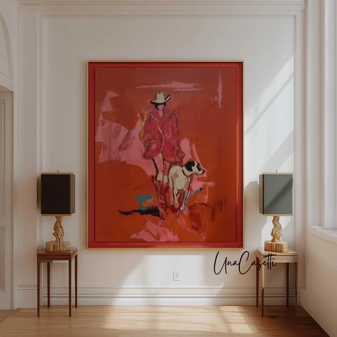 Cowgirl in Red Artwork | Western Fashion Wall Art | Large Canvas Print Woman and Dog Art - Etsy | Etsy (Global)