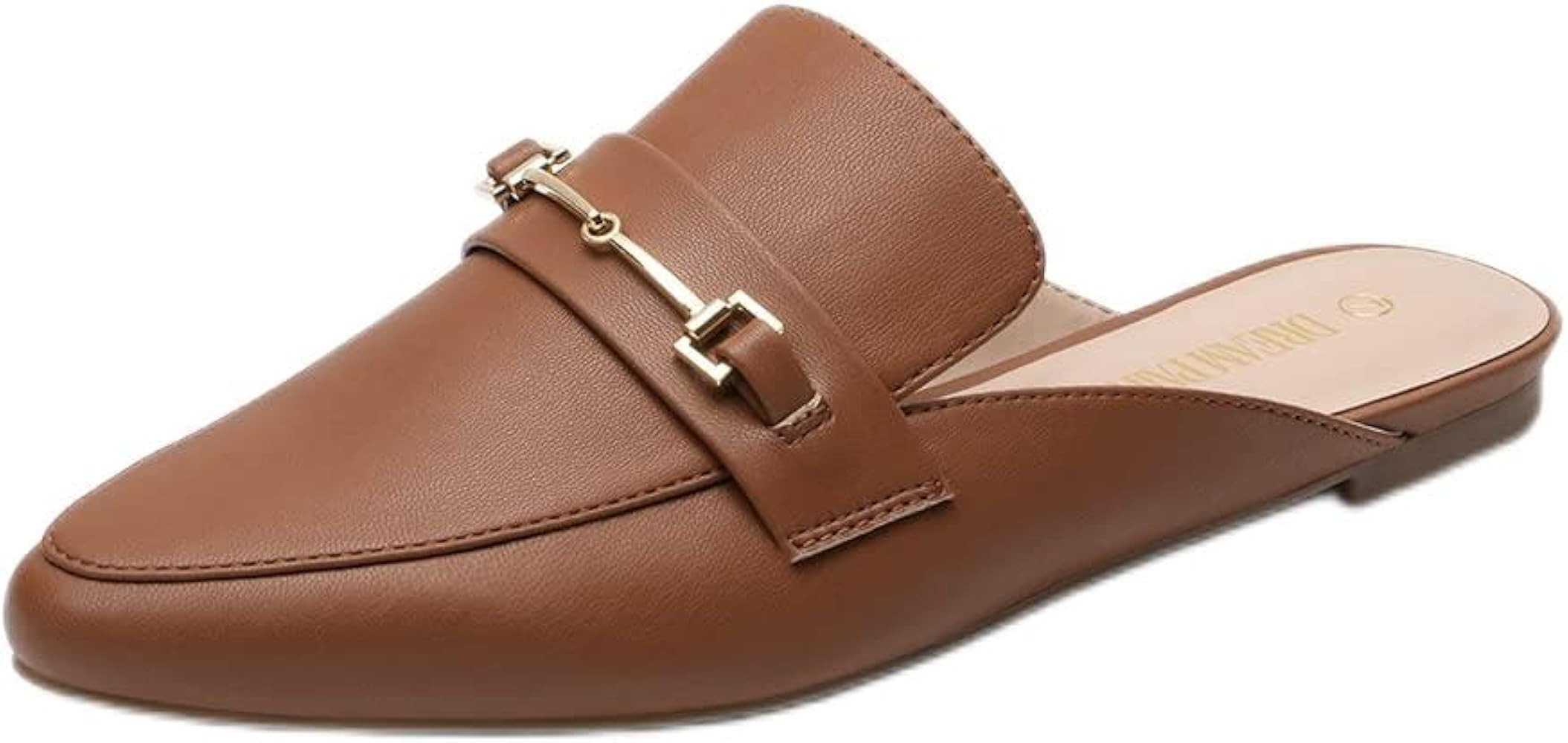 DREAM PAIRS Women's Flat Mules Buckle Pointed Toe Backless Slip on Slides Loafer Shoes | Amazon (US)