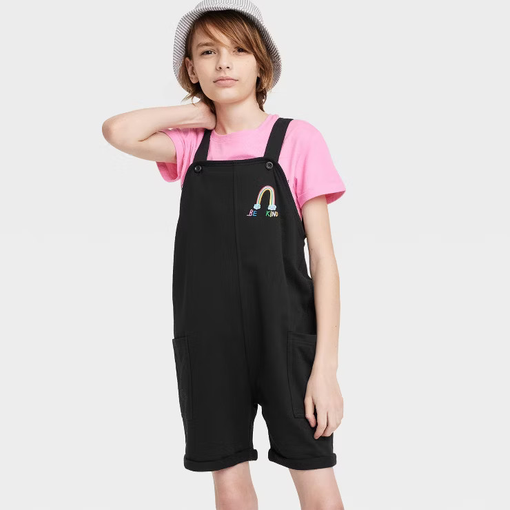 Kids' 'Be Kind' Sleeveless Romper - Black | Target