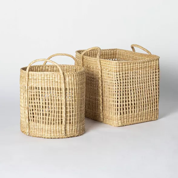 Open Weave Square Basket 20" x 16.9" Natural - Threshold™ designed with Studio McGee | Target