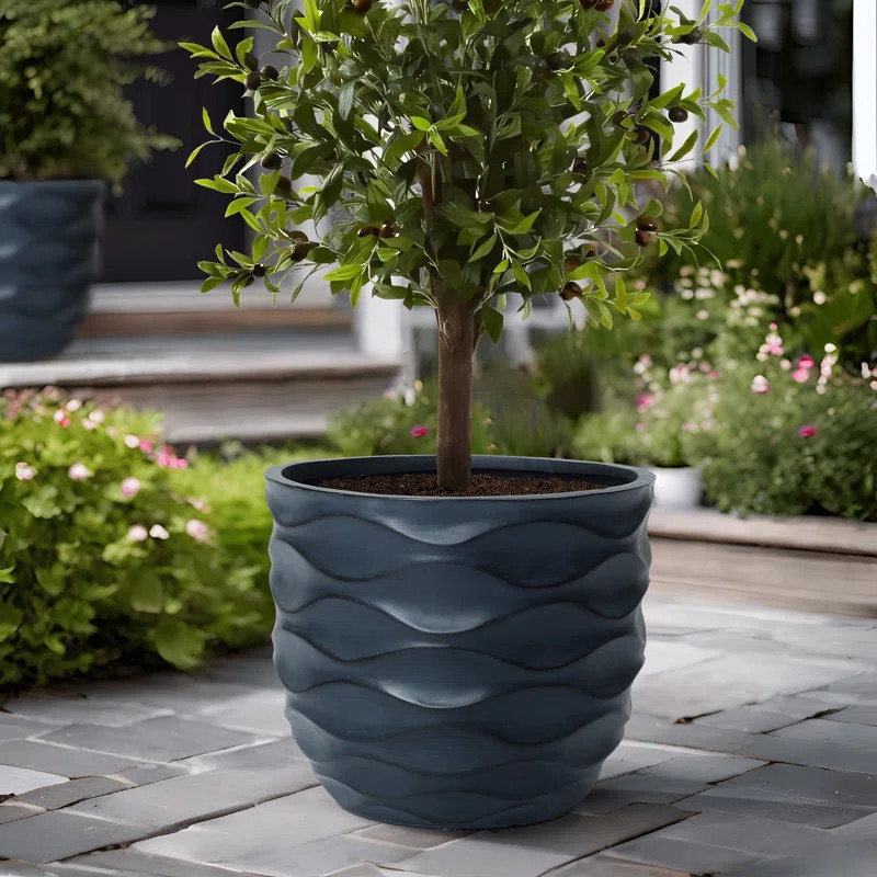 Horizontal Waves Round Magnesium Oxide Planter Pot | Wayfair North America