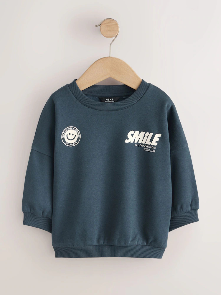 Blue Back Printed Crew Neck Sweat Top (3mths-7yrs) | Next US