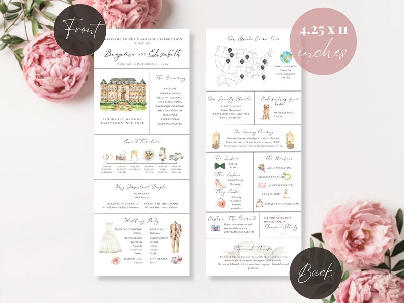 Infographic Wedding Program, Catholic Wedding Program Template, Unique Wedding Programs, Fun Wedd... | Etsy (US)