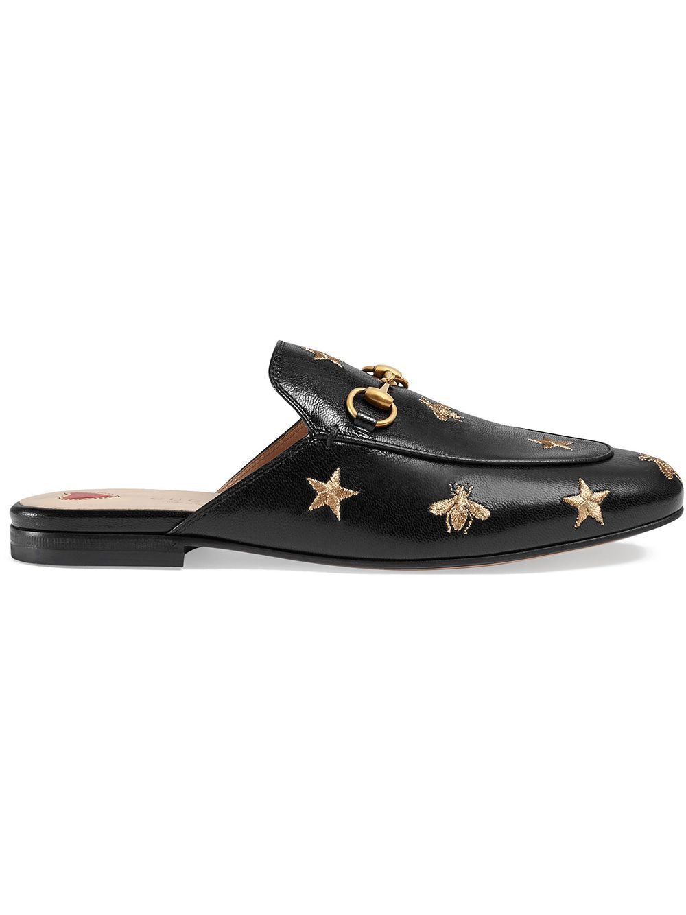 Gucci Princetown embroidered leather slipper - Black | FarFetch US