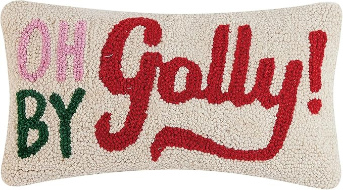 Peking Handicraft Oh by Golly Christmas Polyfill Hook Throw Pillow, 16-inch Square, Wool and Poly... | Amazon (US)