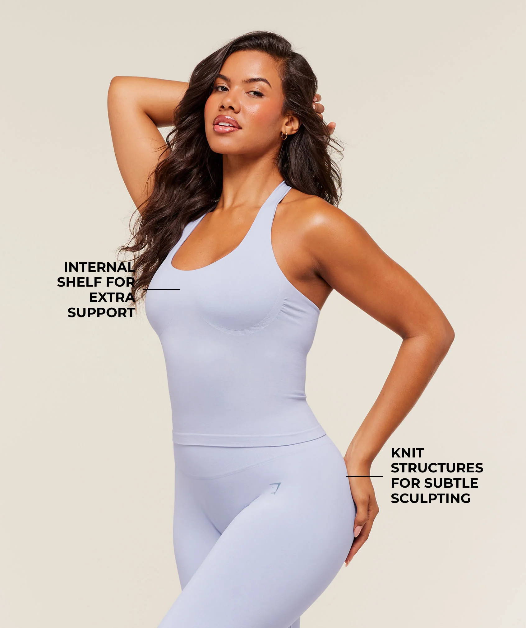 Gymshark Soft Sculpt Halterneck Tank With Shelf - Peri Blue | Gymshark US