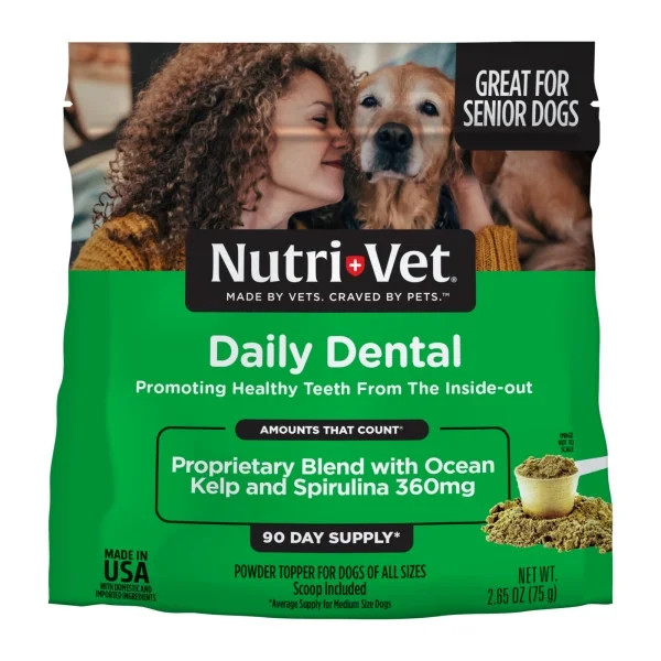 Nutri-Vet Daily Dental Powder for Dogs - Food Topper - 90 Day Supply - 2.7oz. | Walmart (US)