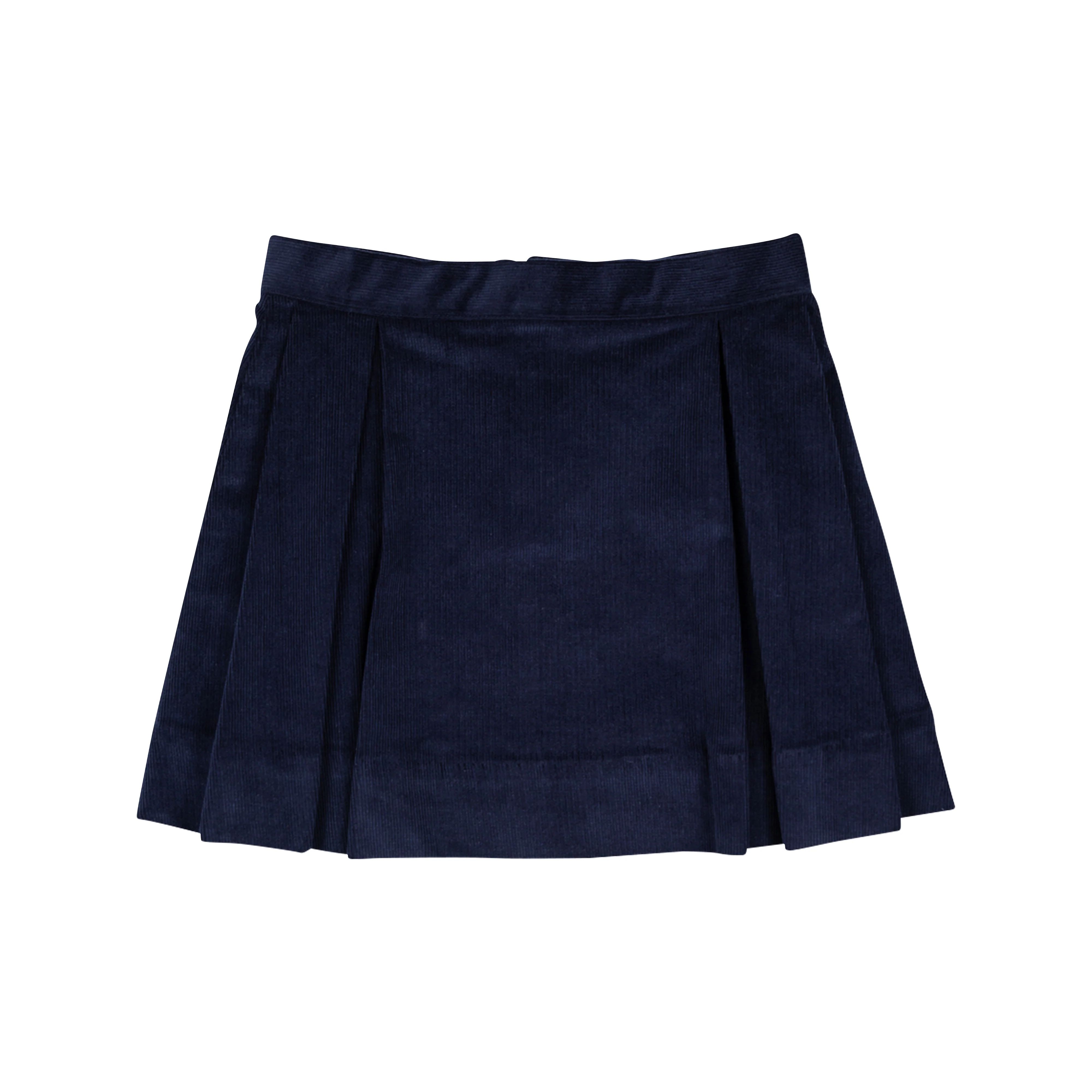 Parson Pleated Skirt (Corduroy) - Nantucket Navy | The Beaufort Bonnet Company