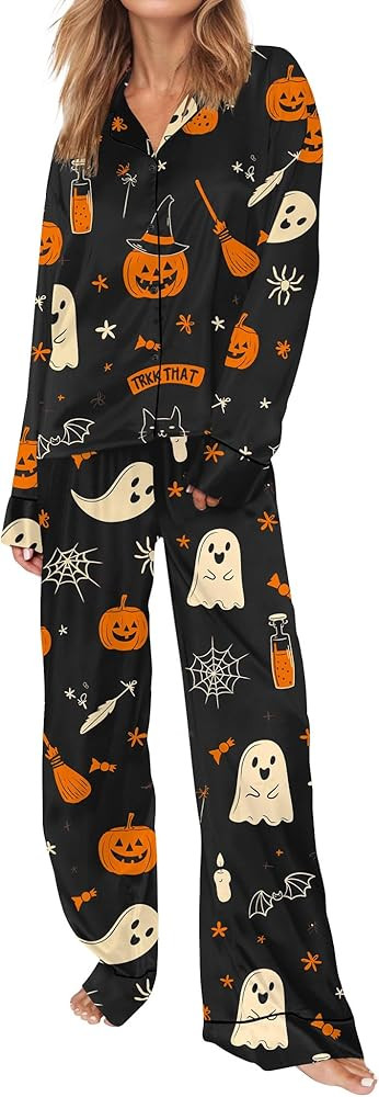 SHESHOW Satin Pajamas for Women Set Long Sleeve Button Down Sleepwear 2 Piece Nightwear Women Pjs... | Amazon (US)