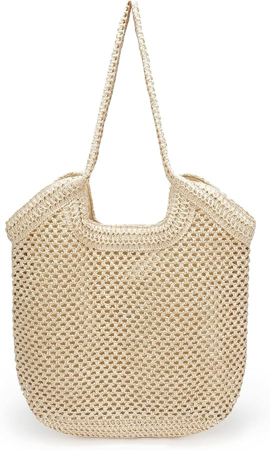 Large Straw Mesh Beach Bag The Tote Shoulder Bag for Women Beach Vacation Essentials Clutch Purse... | Amazon (US)