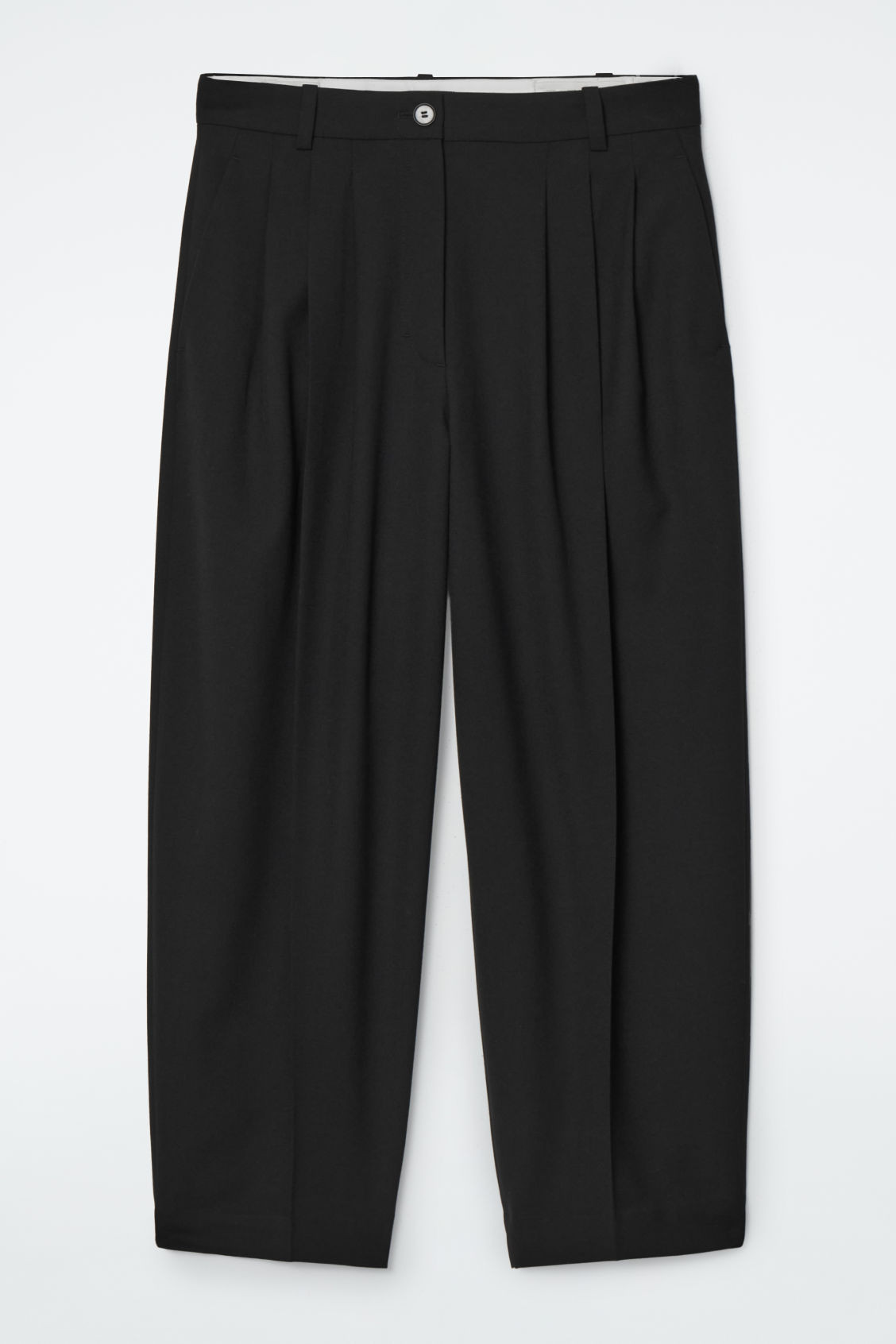 PLEATED BARREL-LEG WOOL-BLEND PANTS | COS (US)