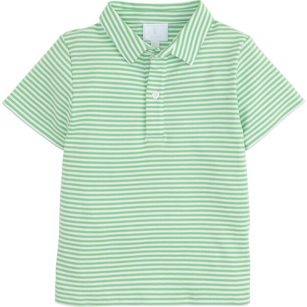 Short Sleeve Striped Polo, Green | Maisonette