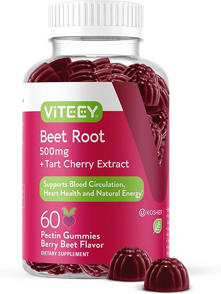Beet Root Gummies 500mg Plus Tart Cherry - Nitric Oxide Circulation Gummies - Blood Pressure plus... | Amazon (US)