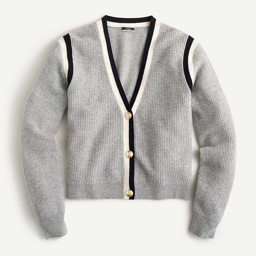 Cashmere waffle-knit cardigan sweater | J.Crew US