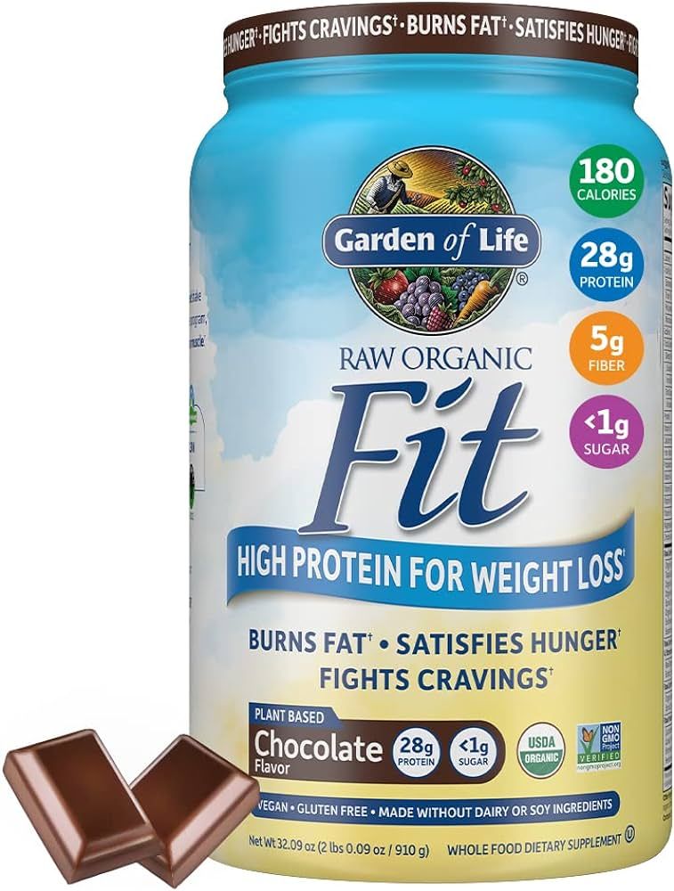 Garden of Life Raw Organic Fit Vegan Protein Powder Chocolate, 28g Plant Based Protein for Weight... | Amazon (US)