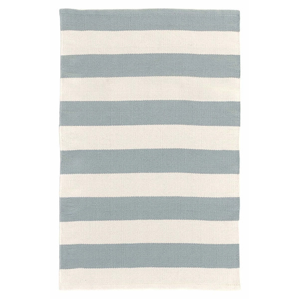 Catamaran Stripe Light Blue/Ivory Handwoven Indoor/Outdoor Rug | Annie Selke