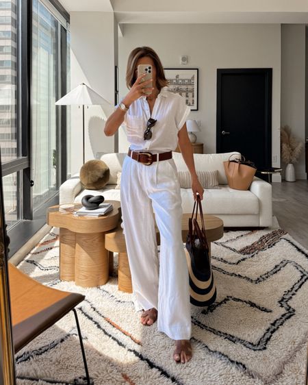The best linen pants - 25/R fits perfectly. I’m 5’5” for reference 
Gauzy cotton button up shirt dress up or down XS 
Sezane basket bag 
Spring outfit
Vacation outfit 

#LTKitbag #LTKfindsunder100 #LTKstyletip