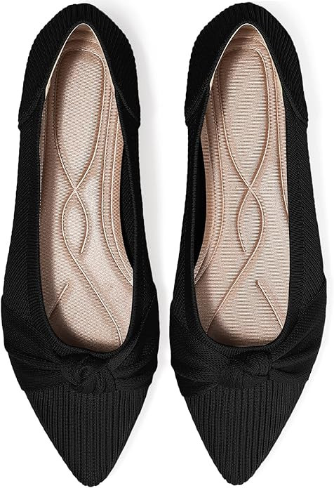 Women's Flats Shoes Comfortable Dressy Pointed Toe Knit Washable Ballet Flat | Amazon (US)
