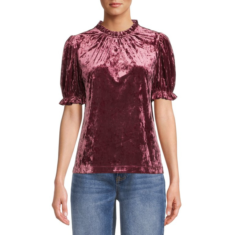 The Get Women's Velvet Puff Sleeve Top | Walmart (US)