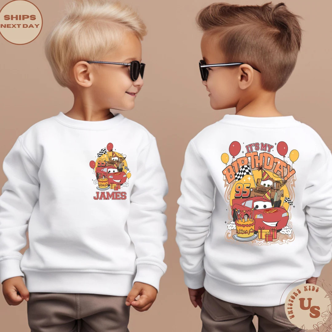 Lightning Mcqueen Birthday Toddler Sweatshirt, Custom Disney Cars Kids Shirt, Custom Name Mcqueen... | Etsy (US)