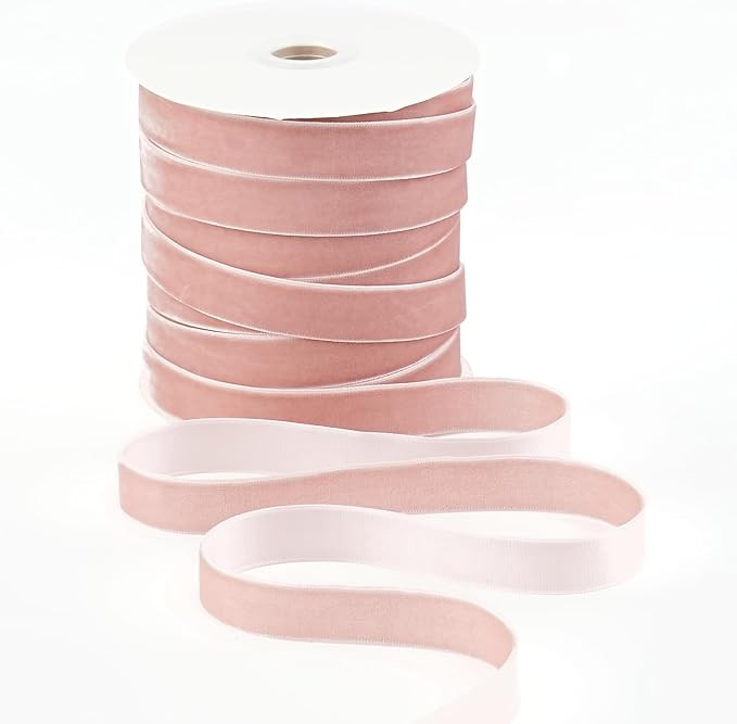 Mayreel Dusty Rose Velvet Ribbon 5/8" Dusty Pink Ribbon for Flower Bouquet Vintage Velvet Ribbon ... | Amazon (US)