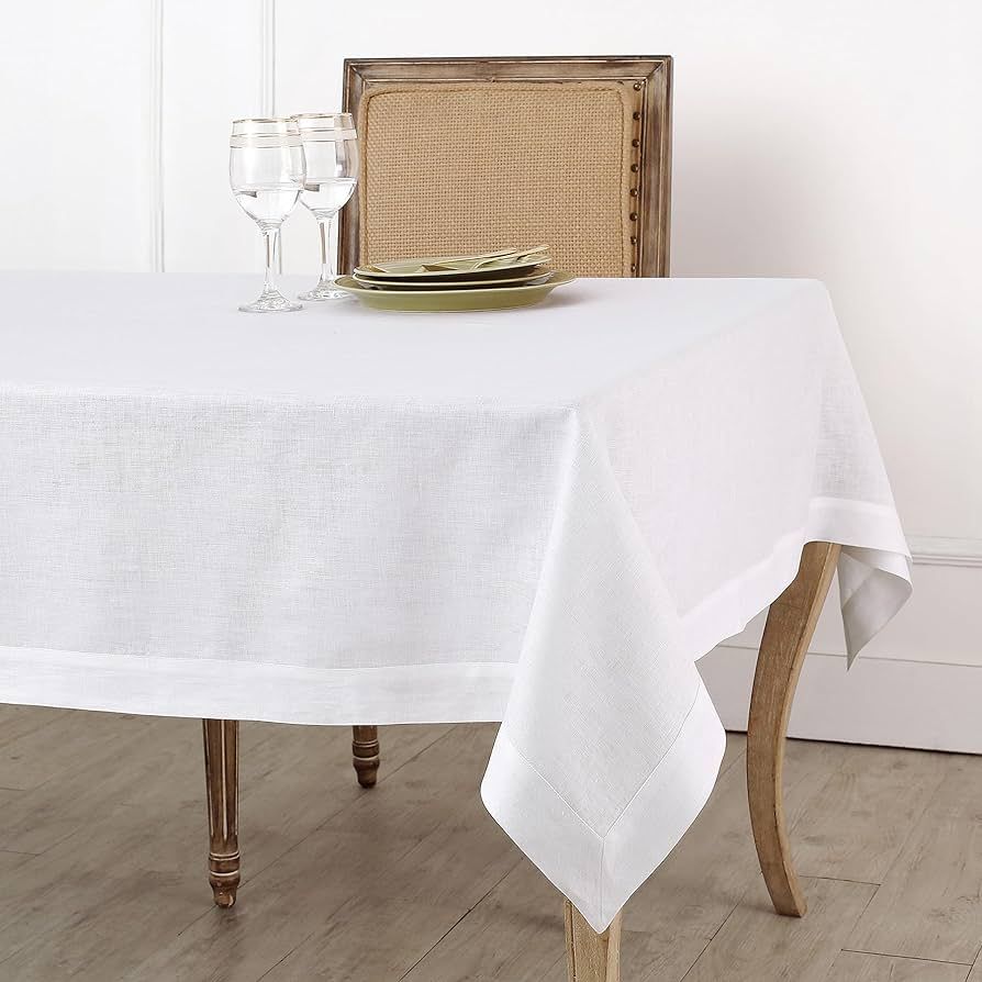 Solino Home White Linen Tablecloth – 60 x 108 Inch Tablecloth for Hanukkah, Christmas, Winter, ... | Amazon (US)