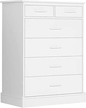 Hasuit White Dresser for Bedroom, 6 Drawers Wood Storage Tower Clothes Organizer, Chest of 6 Draw... | Amazon (US)
