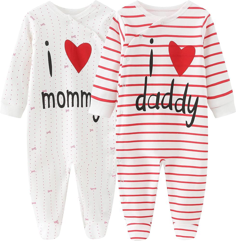 Newborn Baby Boy Girl Organic Cotton Bodysuit Long Sleeve Jumpsuit 3-Pack Outfits Clothes,0-24Mon... | Amazon (US)