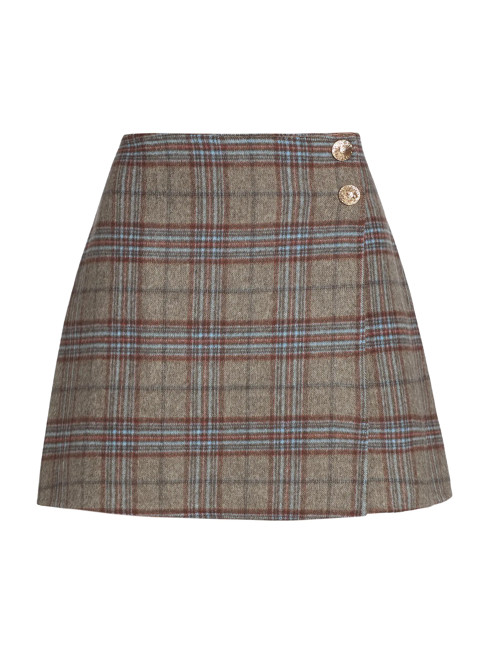 Kitty Plaid Wool-Blend Miniskirt | Saks Fifth Avenue