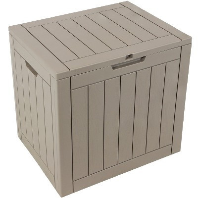 Sunnydaze Lockable Outdoor Small Deck Box with Storage and Side Handles - 32-Gal. - Driftwood | Target