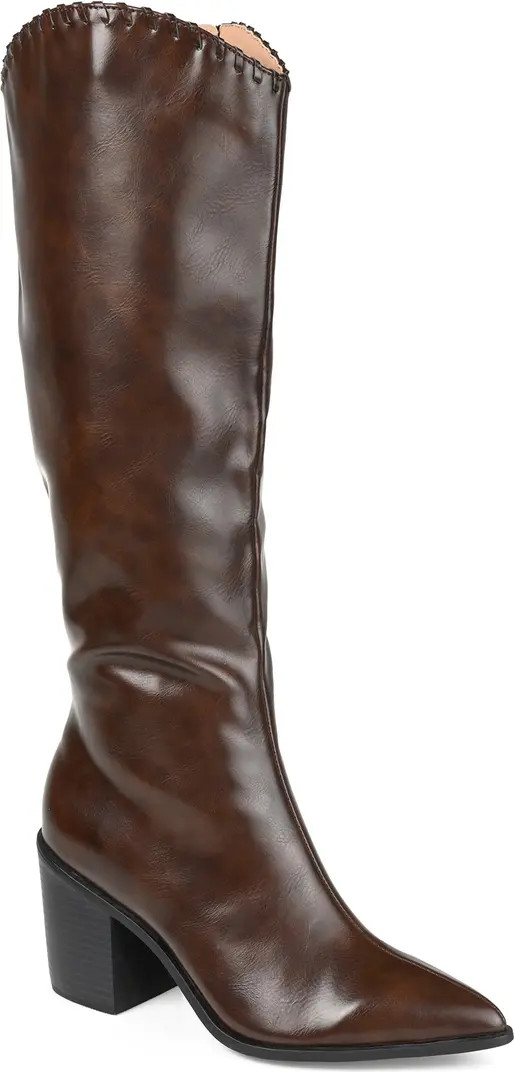 Daria Whipstitch Tall Vegan Leather Western Boot - Extra Wide Calf (Women) | Nordstrom Rack