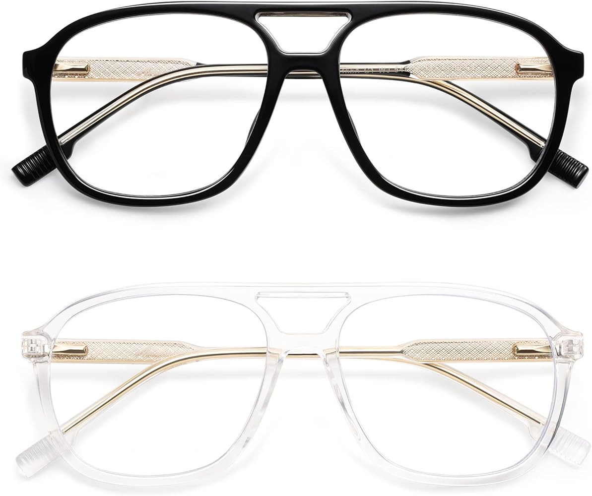 AMOMOMA Retro Blue Light Aviator Reading Glasses for Women Men,Vintage Square Computer Reader Fra... | Amazon (US)