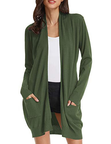 GRACE KARIN Olive Green Cardigan for Women Oversized Open Front Soft Knit Long Caridgan Sweater with Pockets 2XL | Amazon (US)