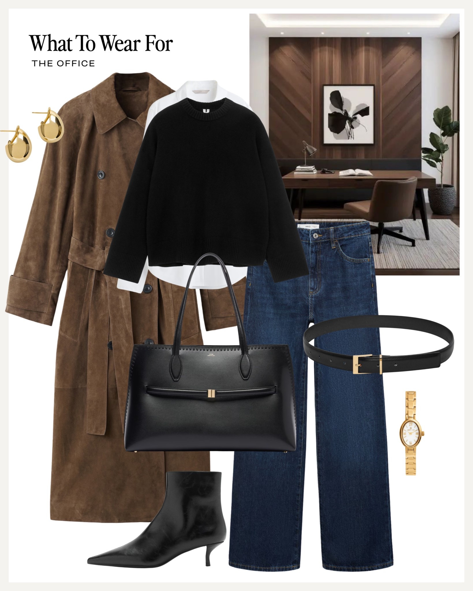 The office 💻 

Workwear / suede trench / jeans / black tote bag / white shirt / black boots / autumn outfit  

#LTKautumn #LTKworkwear