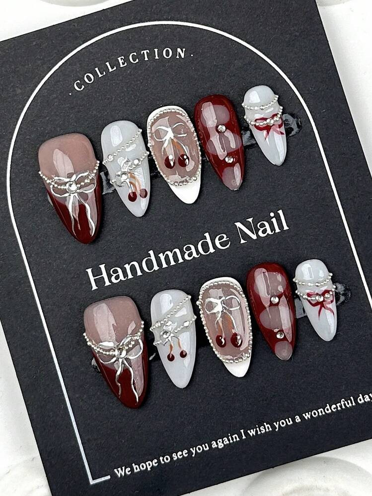 Cherry bows pressons | SHEIN